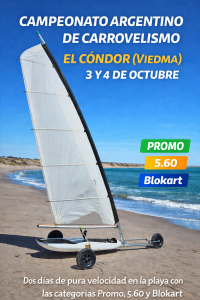Campeonato Argentino de Carrovelismo 2026 en El Cóndor: evento imperdible en la playa
